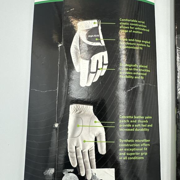 Lot Of 2 TOP FLITE GAMER MENS GOLF GLOVE M/L WHITE & BLACK 1 Left & 1 Cadet Left - Picture 8 of 8